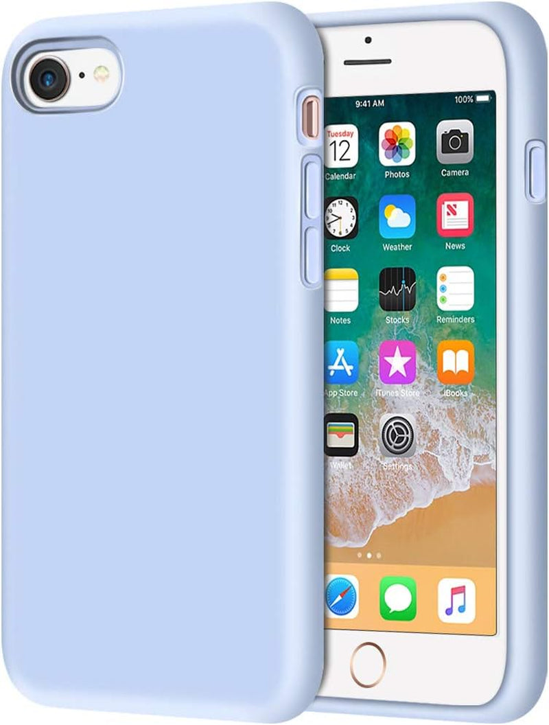 Iphone SE Case 2022/2020, Iphone 8 Case, Iphone 7 Case, Non-Slip Liquid Silicone Gel Rubber Bumper Phone Case Soft Microfiber Lining Hard Shockproof Protective Cases Cover 4.7", Light Blue