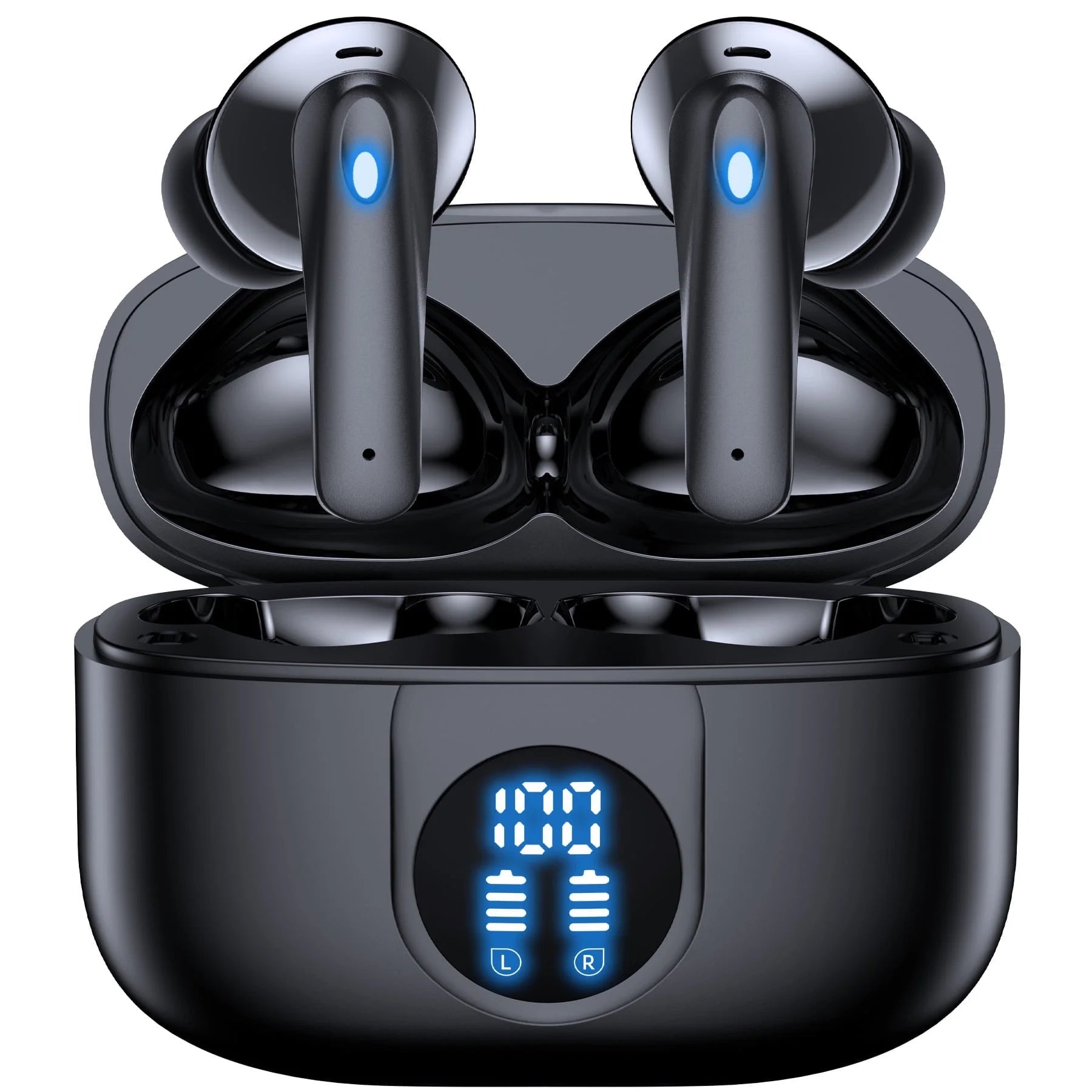 Wireless Earbuds, Bluetooth Headphones V5.4 Stereo Ear Buds with Noise Cancelling Mics, 60H Playback Mini Case with Dual LED Display, IP7 Waterproof In-Ear Earphones for Android Ios