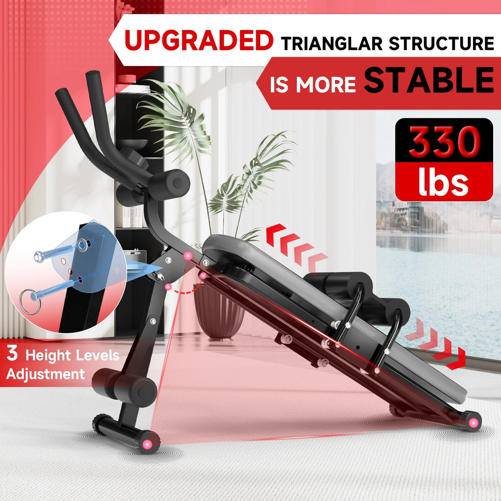 Foldable Ab Trainer Fitness Equipment with LCD Display, Black
