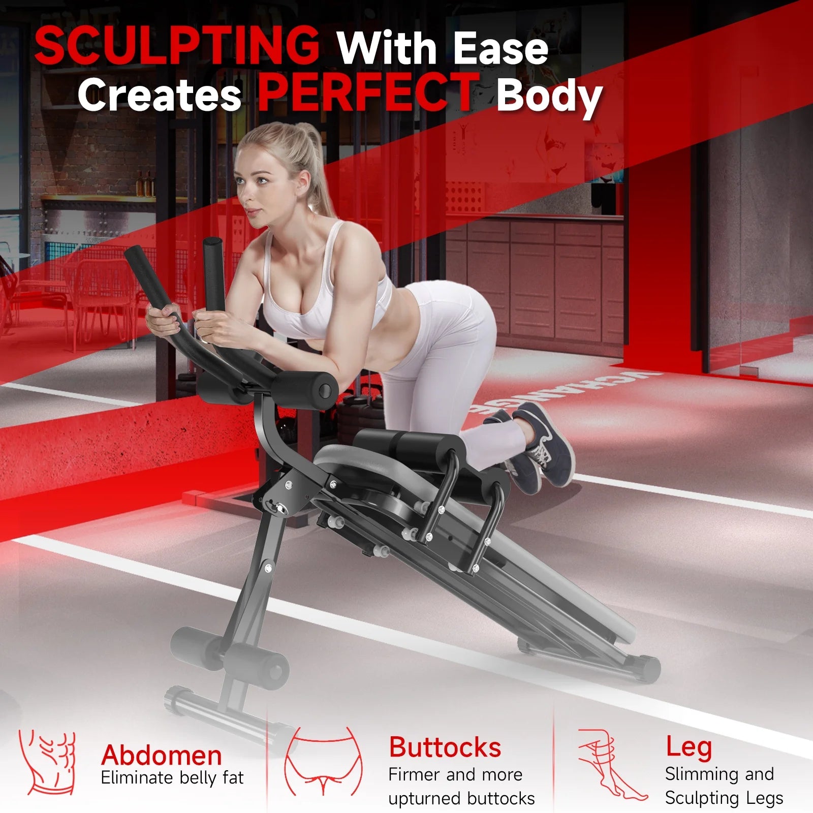 Foldable Ab Trainer Fitness Equipment with LCD Display, Black