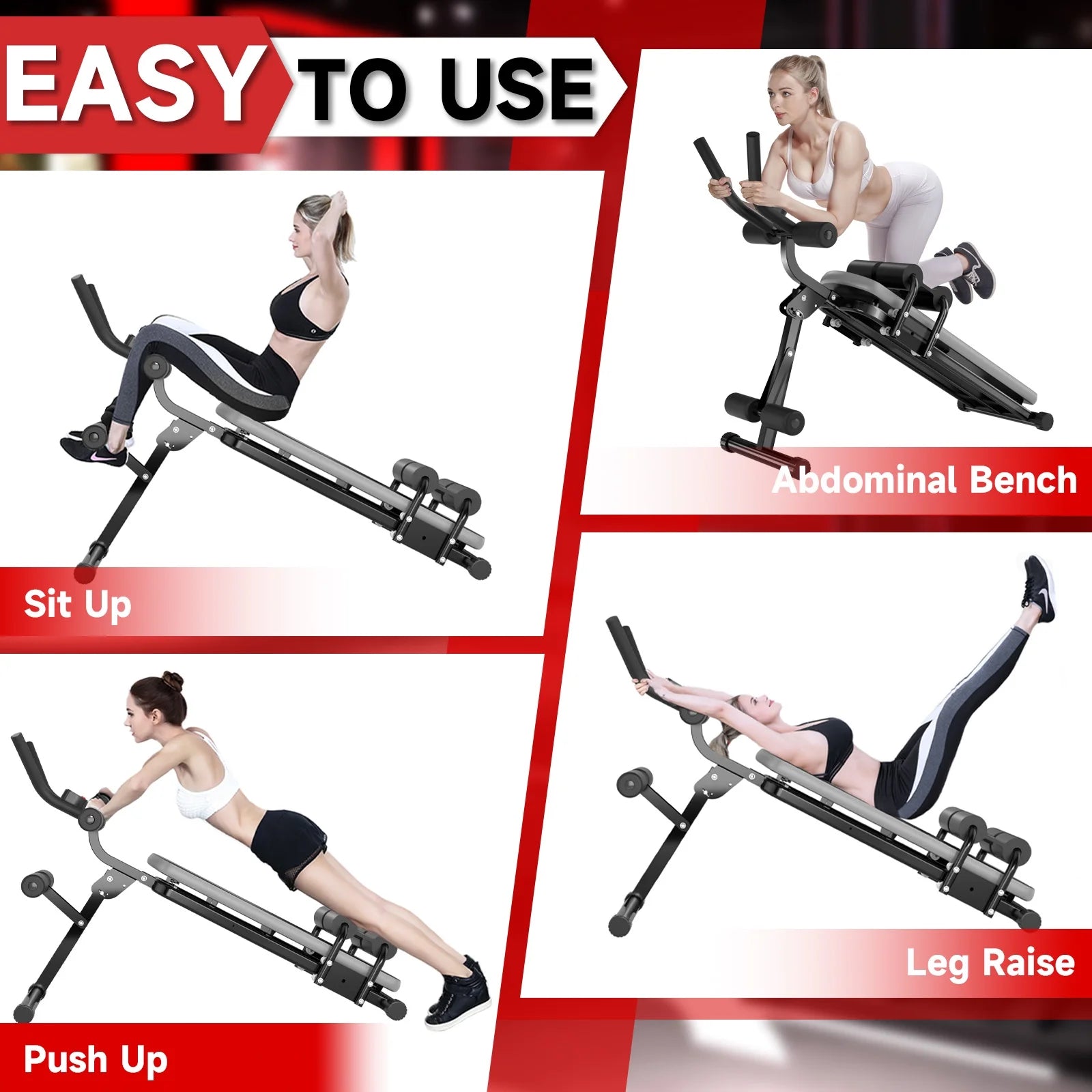 Foldable Ab Trainer Fitness Equipment with LCD Display, Black