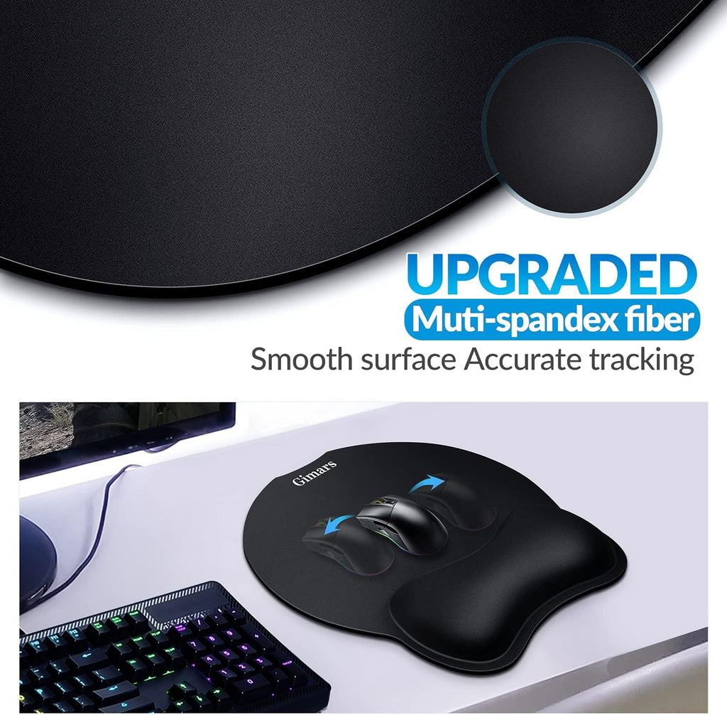 Enlarge round Smooth Superfine Fibre Memory Foam Mouse Pad Wrist Rest Support - Ergonomic Mousepad with Nonslip Base for Laptop, Computer, Gaming, Office - Comfortable for Typing & Pain Relief