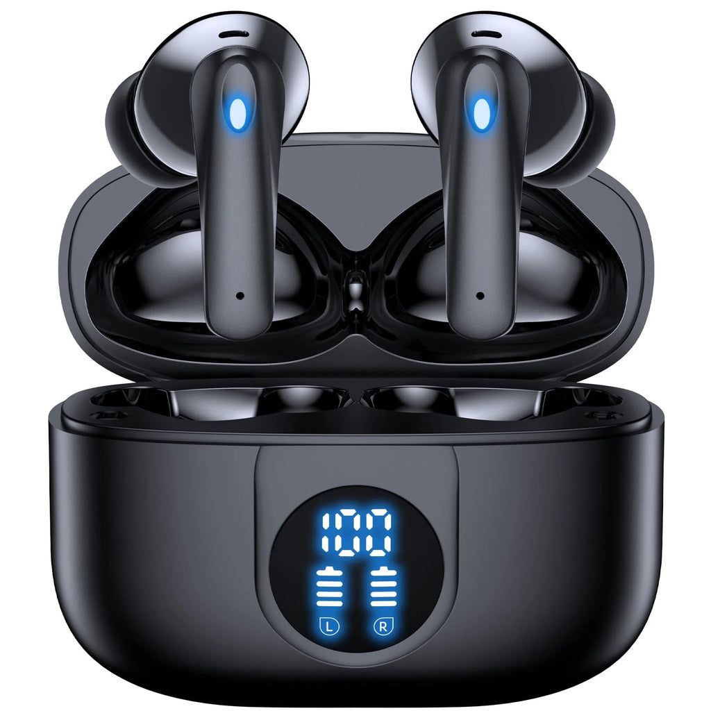 Wireless Earbuds, Bluetooth Headphones V5.4 Stereo Ear Buds with Noise Cancelling Mics, 60H Playback Mini Case with Dual LED Display, IP7 Waterproof In-Ear Earphones for Android Ios