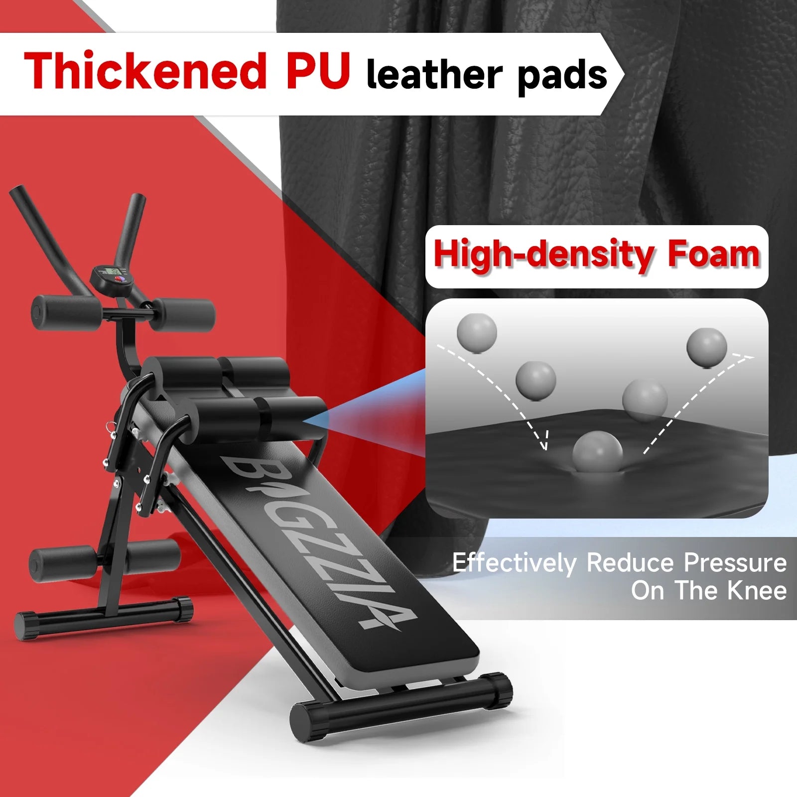 Foldable Ab Trainer Fitness Equipment with LCD Display, Black