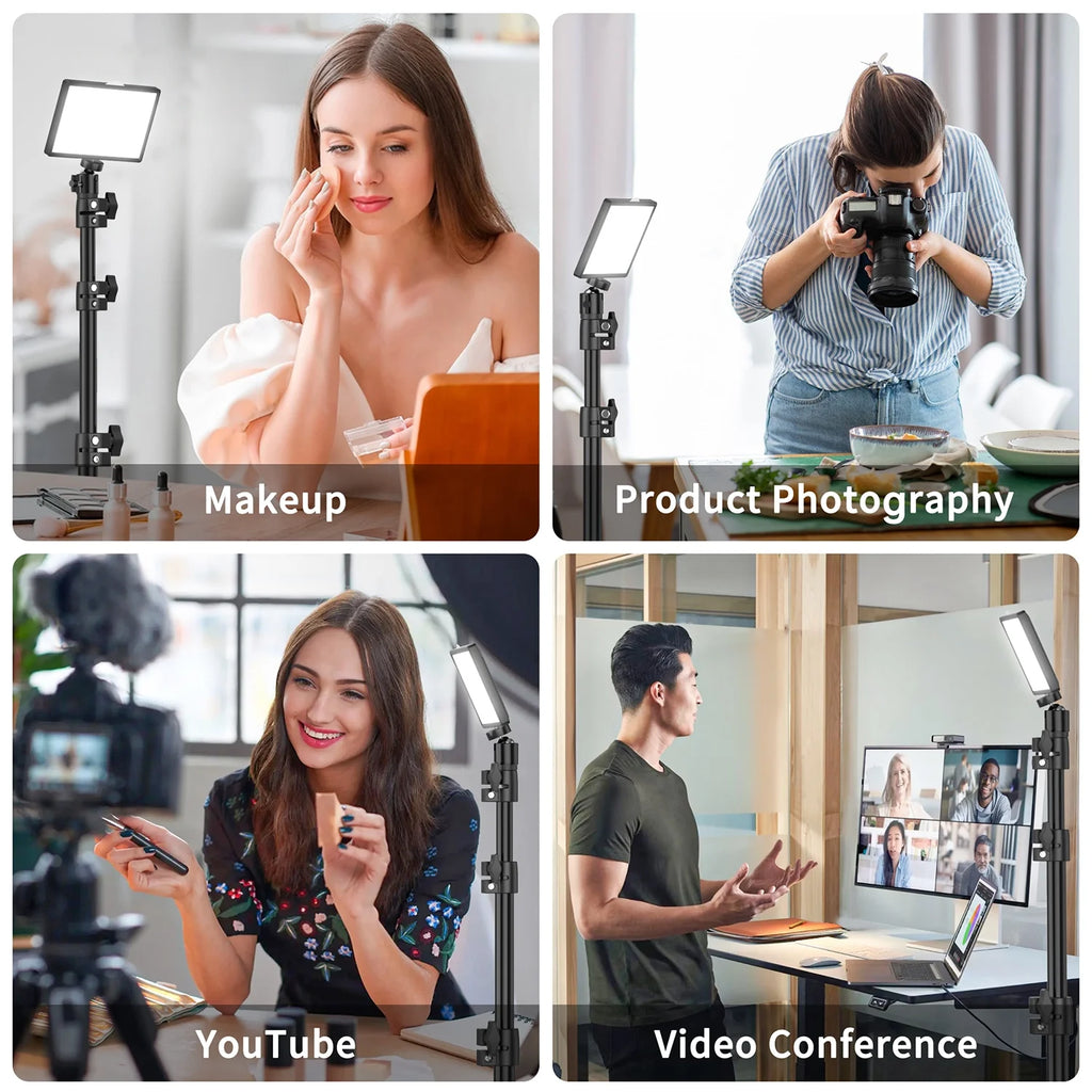 LED Photo Video Light Kit, 2Pcs Remote Control Dimmable USB LED Continuous Light Photography Light with Tripods, 10 Brightness Level and 9 Color Filters for Photo Studios, Youtube, Tiktok