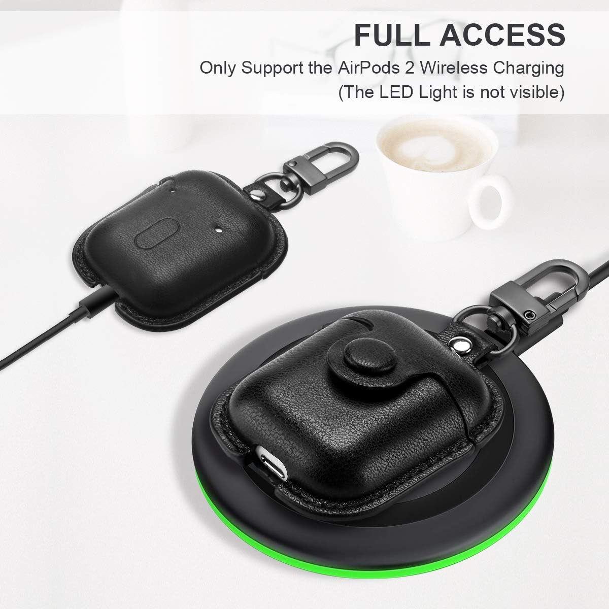 for Airpods Case Cover, Airpods 2 Case Leather Gen 2 Protective Cover with Keychain/Ear Hooks/Airpods Strap/Watch Band Holder/Earpods Case Compatible with Apple Airpods 2Nd 1St Generation,Black