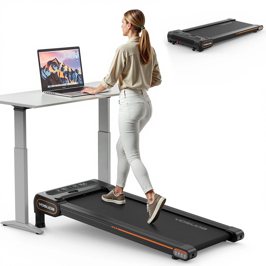 under Desk Treadmill for Walking, Electric, Auto Incline, 350 Lb Weight Capacity, Black