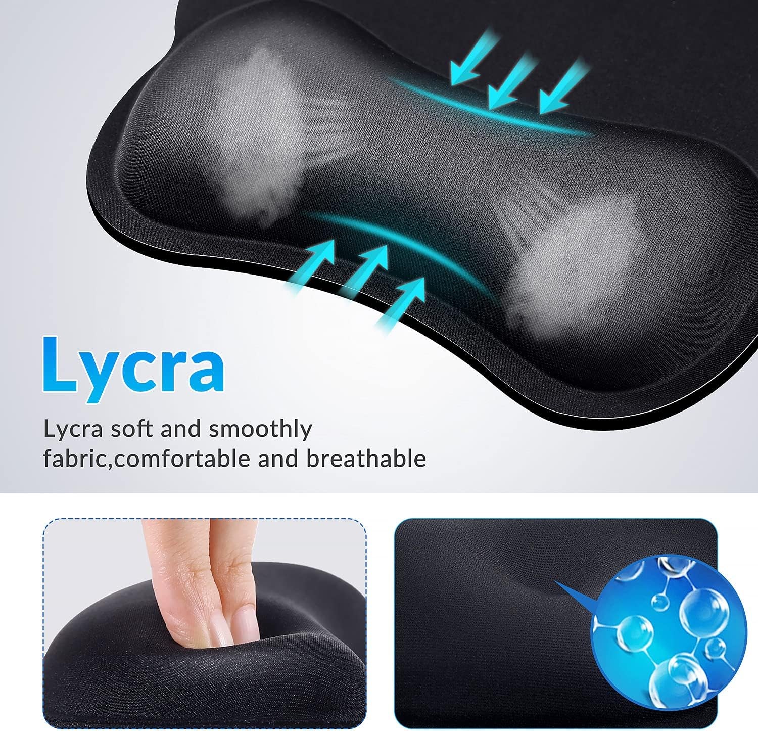 Enlarge round Smooth Superfine Fibre Memory Foam Mouse Pad Wrist Rest Support - Ergonomic Mousepad with Nonslip Base for Laptop, Computer, Gaming, Office - Comfortable for Typing & Pain Relief